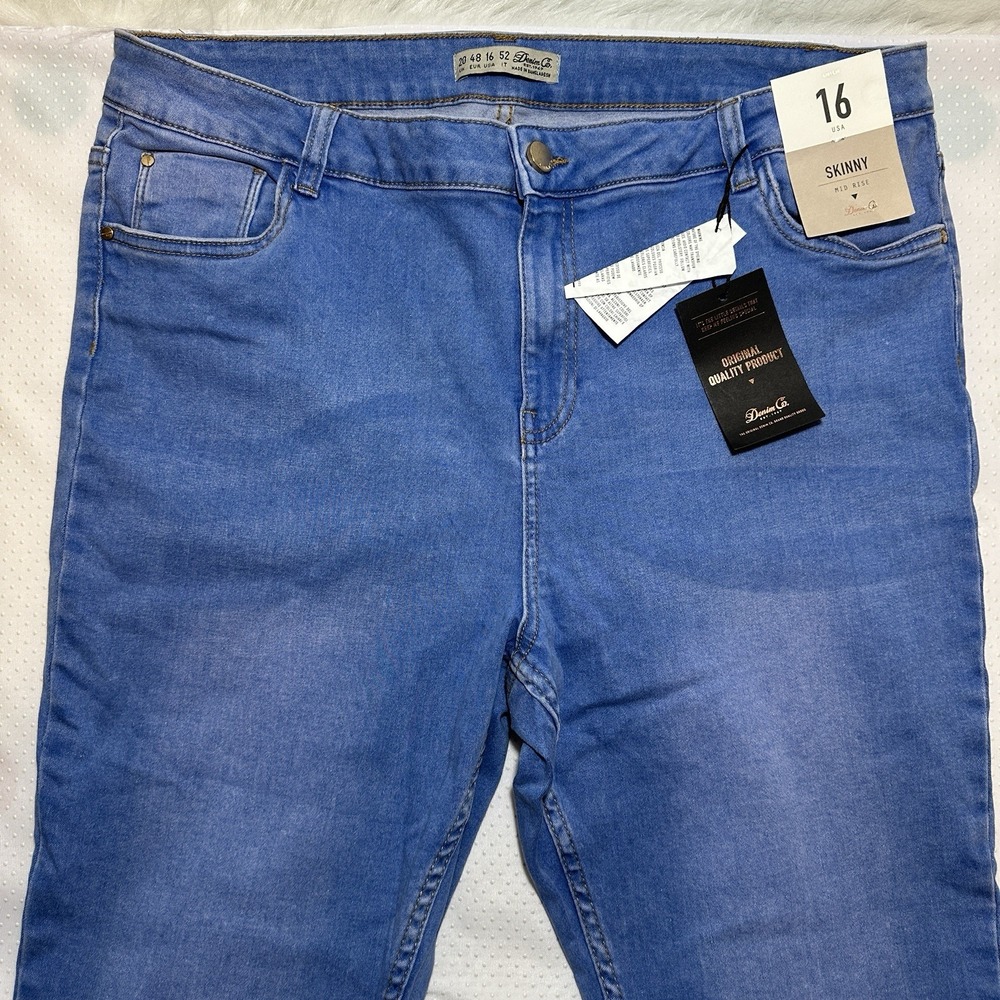 Original Denim CO. Women's Light Blue Jeans Skinny Mid-rise Jeans Stretch Sz16